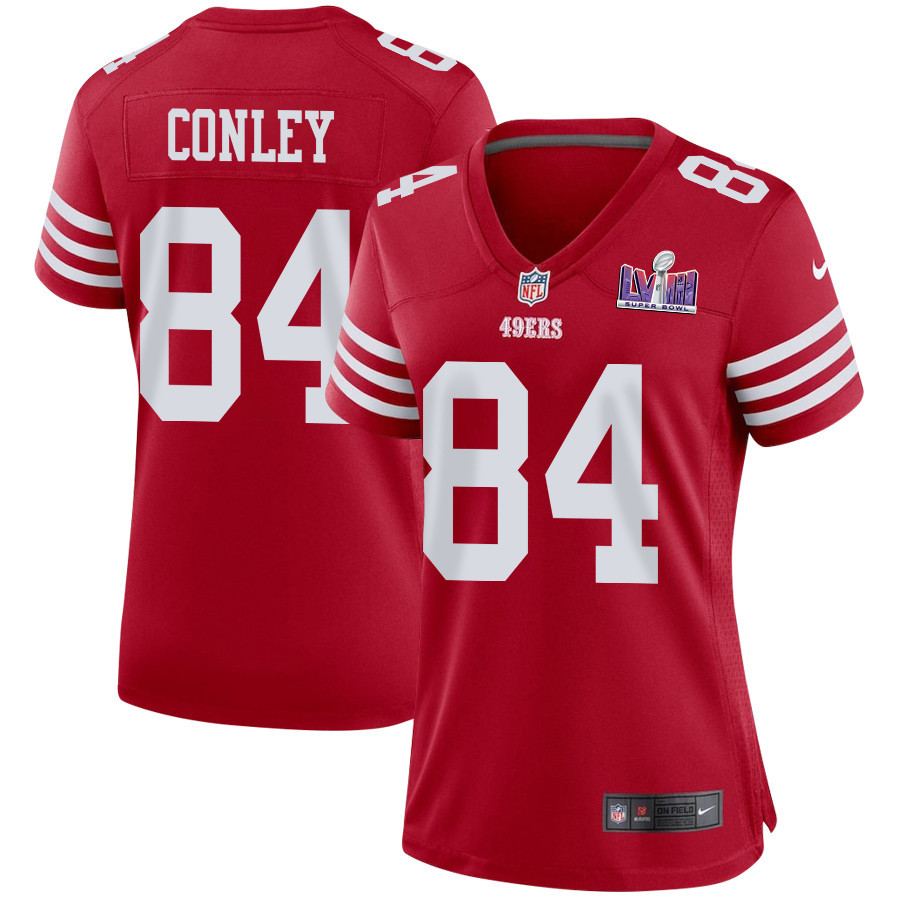 Chris Conley 84 San Francisco 49ers Super Bowl LVIII Patch Game Women Jersey - Scarlet JS7120 Saliibo