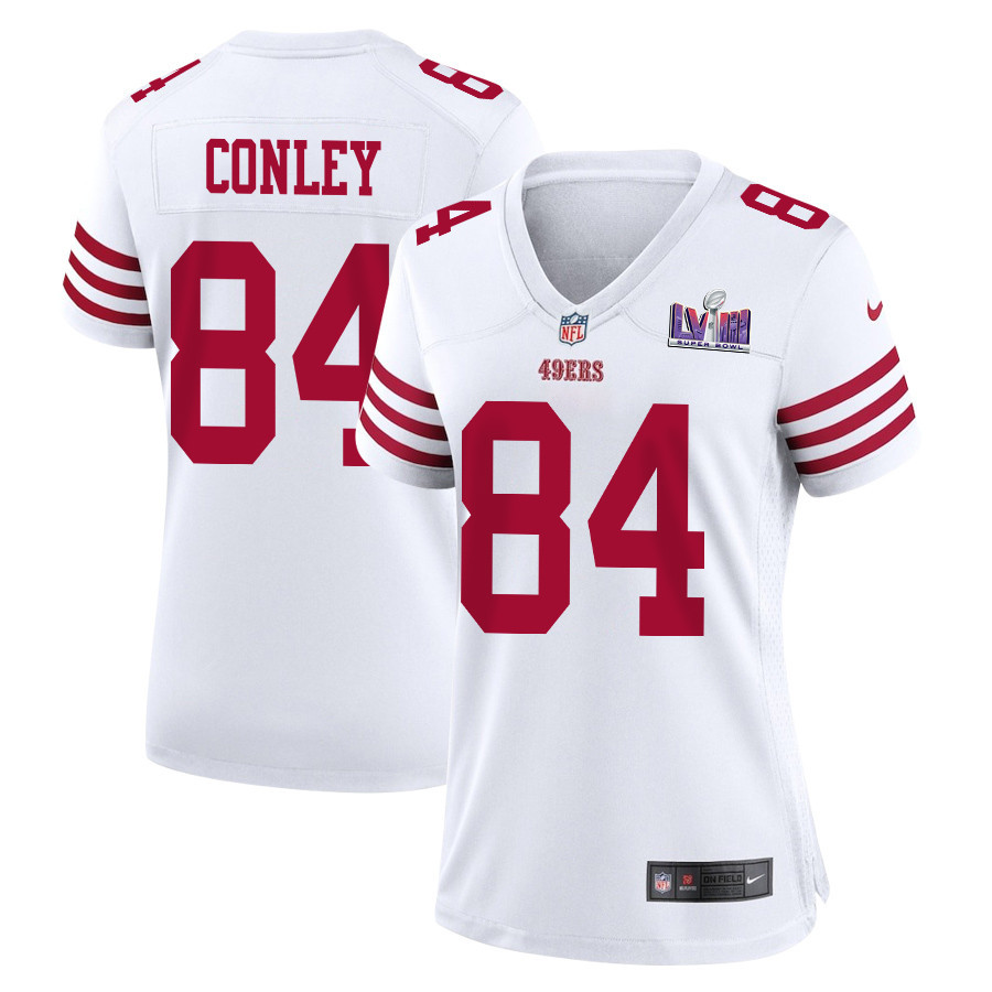 Chris Conley 84 San Francisco 49ers Super Bowl LVIII Patch Game Women Jersey - White JS6120 Saliibo