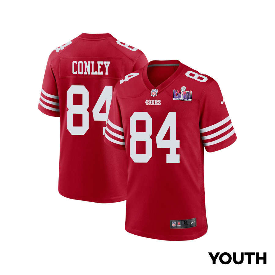 Chris Conley 84 San Francisco 49ers Super Bowl LVIII Patch Game YOUTH Jersey - Scarlet JS8514 Saliibo