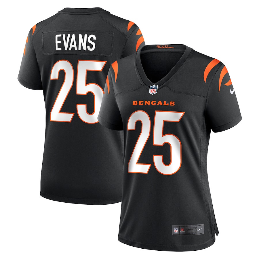 Chris Evans 25 Cincinnati Bengals Women Game Jersey - Black JS3102 Saliibo