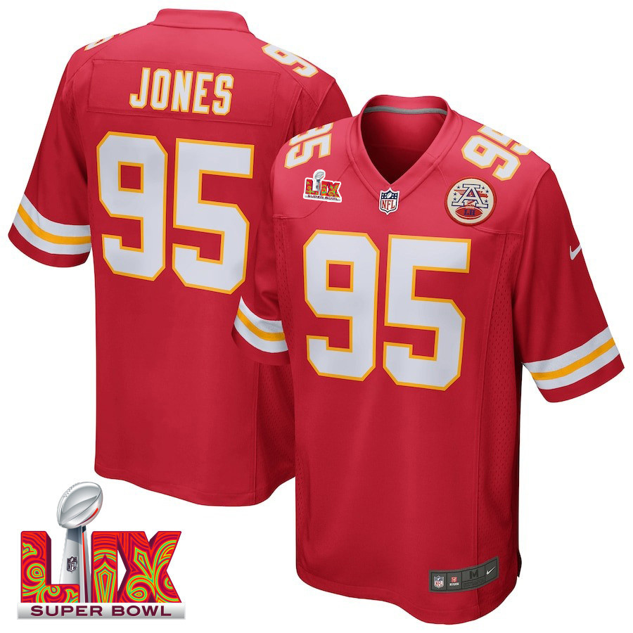 Chris Jones #95 Kansas City Chiefs Super Bowl LIX Jersey - Men's - Red JS4033 Saliibo