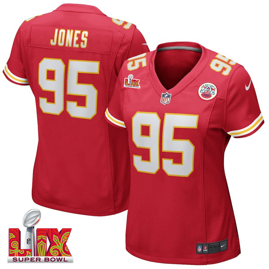 Chris Jones #95 Kansas City Chiefs Super Bowl LIX Women's Jersey - Red JS7922 Saliibo