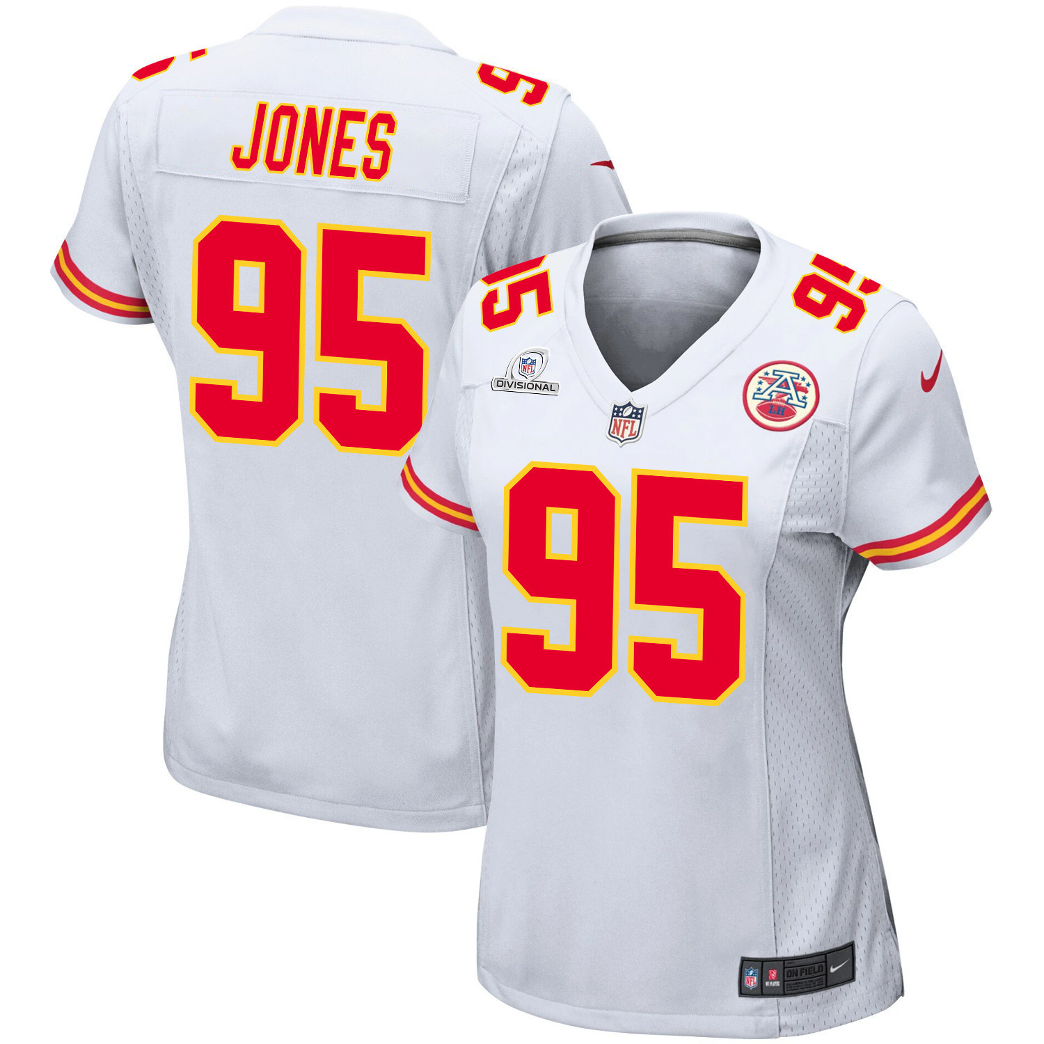 Chris Jones 95 Kansas City Chiefs Super Bowl LVIII Patch Game Women Jersey - White JS5915 Saliibo