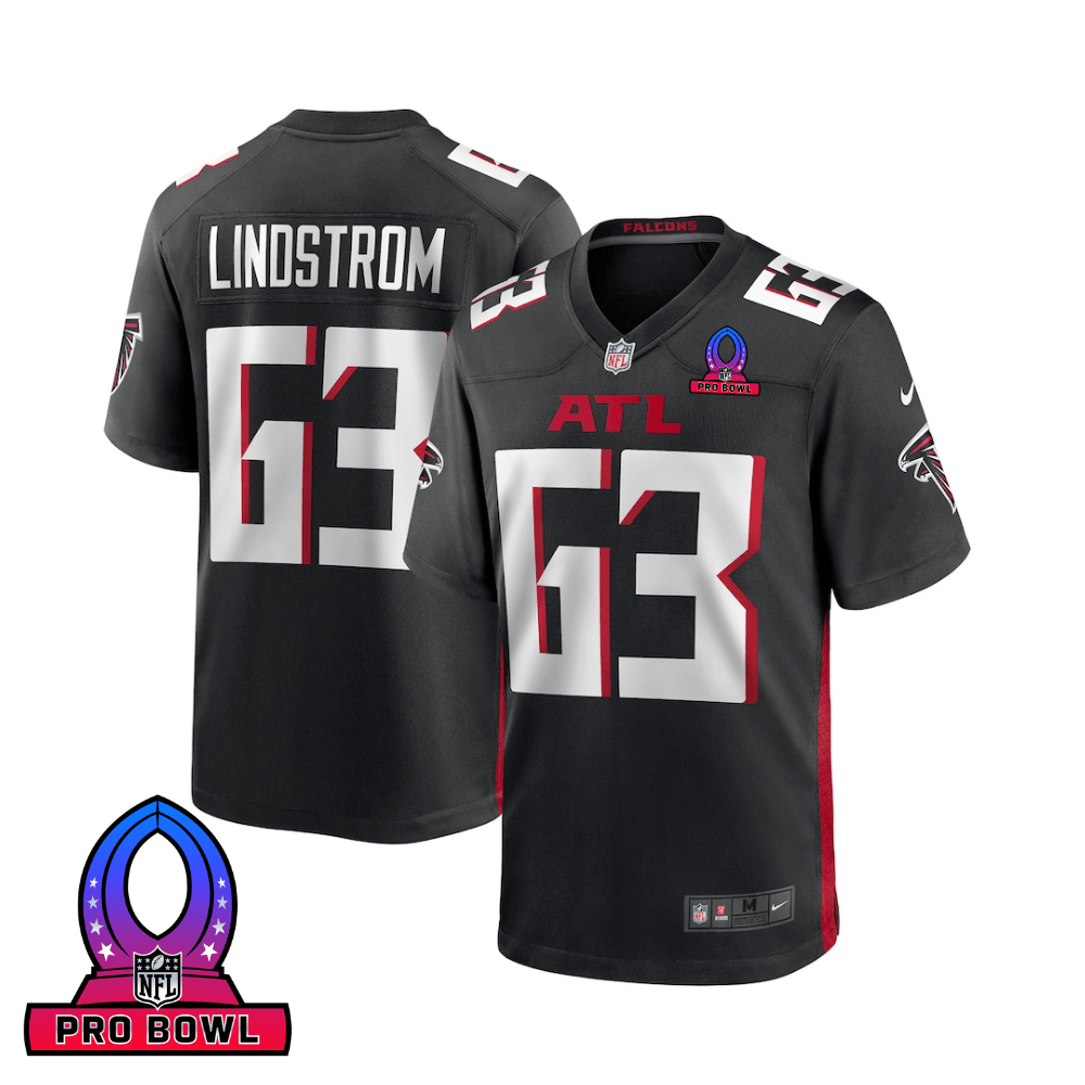 Chris Lindstrom 63 Atlanta Falcons 2025 Pro Bowl Patch Game Men Jersey - Black JS9275 Saliibo