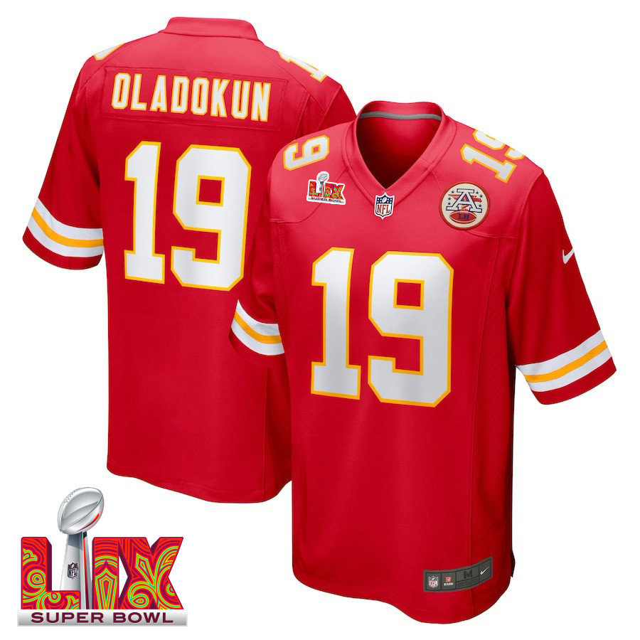 Chris Oladokun #19 Kansas City Chiefs Super Bowl LIX Jersey - Men's - Red JS6739 Saliibo