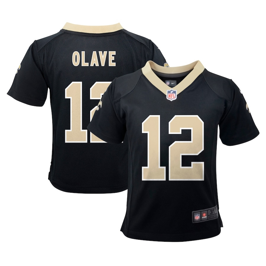 Chris Olave 12 New Orleans Saints Game YOUTH Jersey - Black JS7600 Saliibo