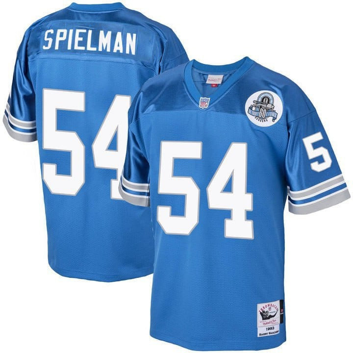 Chris Spielman 54 Detroit Lions 1993 Throwback Men Game Jersey - Blue JS9581 Saliibo