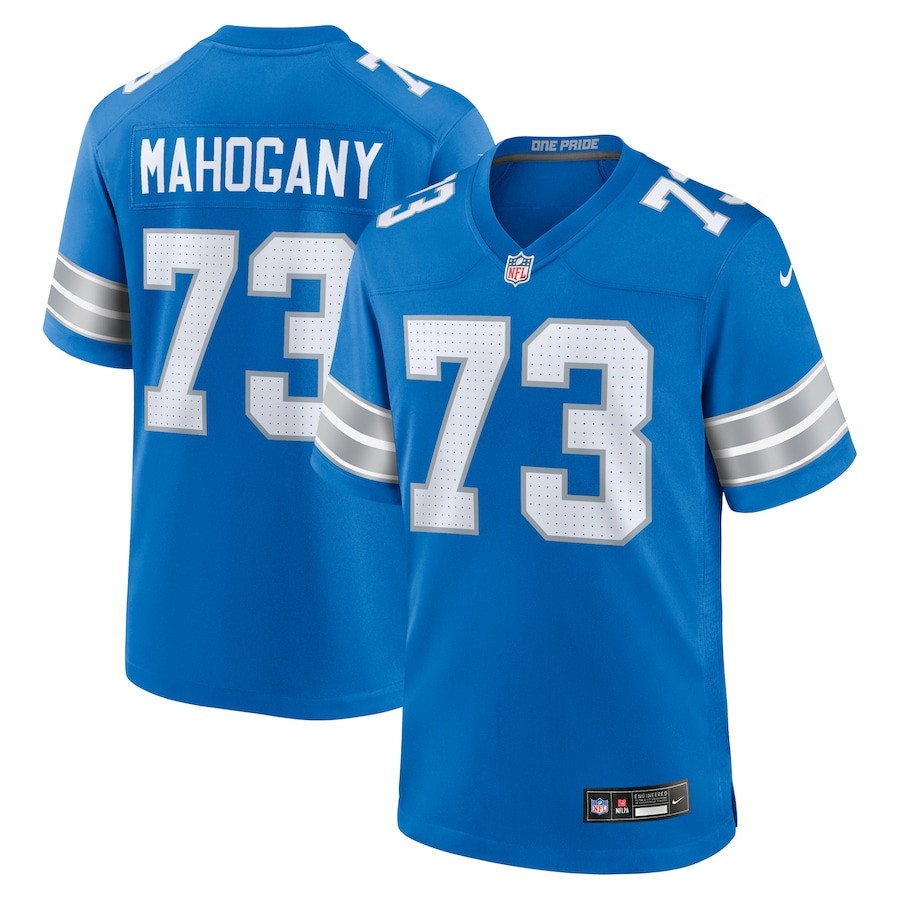 Christian Mahogany 73 Detroit Lions Team Game Men Jersey - Blue JS1189 Saliibo