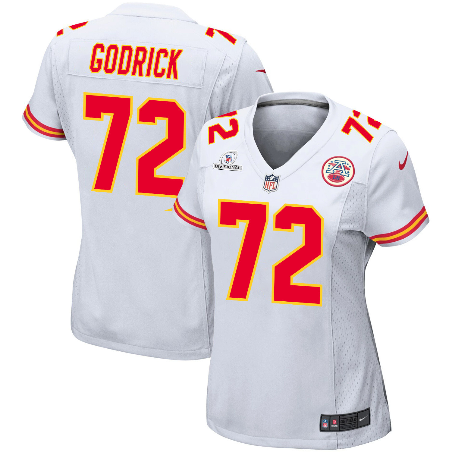 Chukwuebuka Godrick 72 Kansas City Chiefs Super Bowl LVIII Patch Game Women Jersey - White JS2249 Saliibo