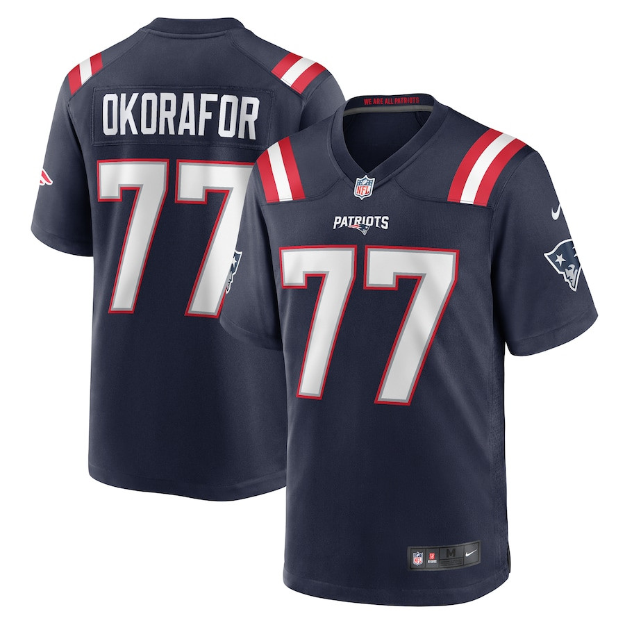Chukwuma Okorafor 77 New England Patriots Team Game Men Jersey - Navy JS7509 Saliibo