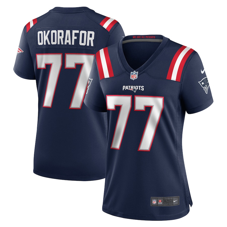 Chukwuma Okorafor 77 New England Patriots Women's Team Game Jersey - Navy JS4415 Saliibo