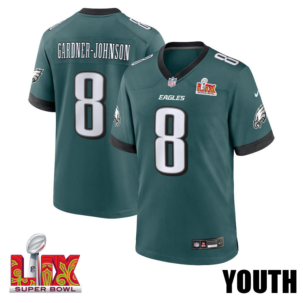 C.J. Gardner-Johnson #8 Philadelphia Eagles Super Bowl LIX YOUTH Jersey - Midnight Green JS4755 Saliibo