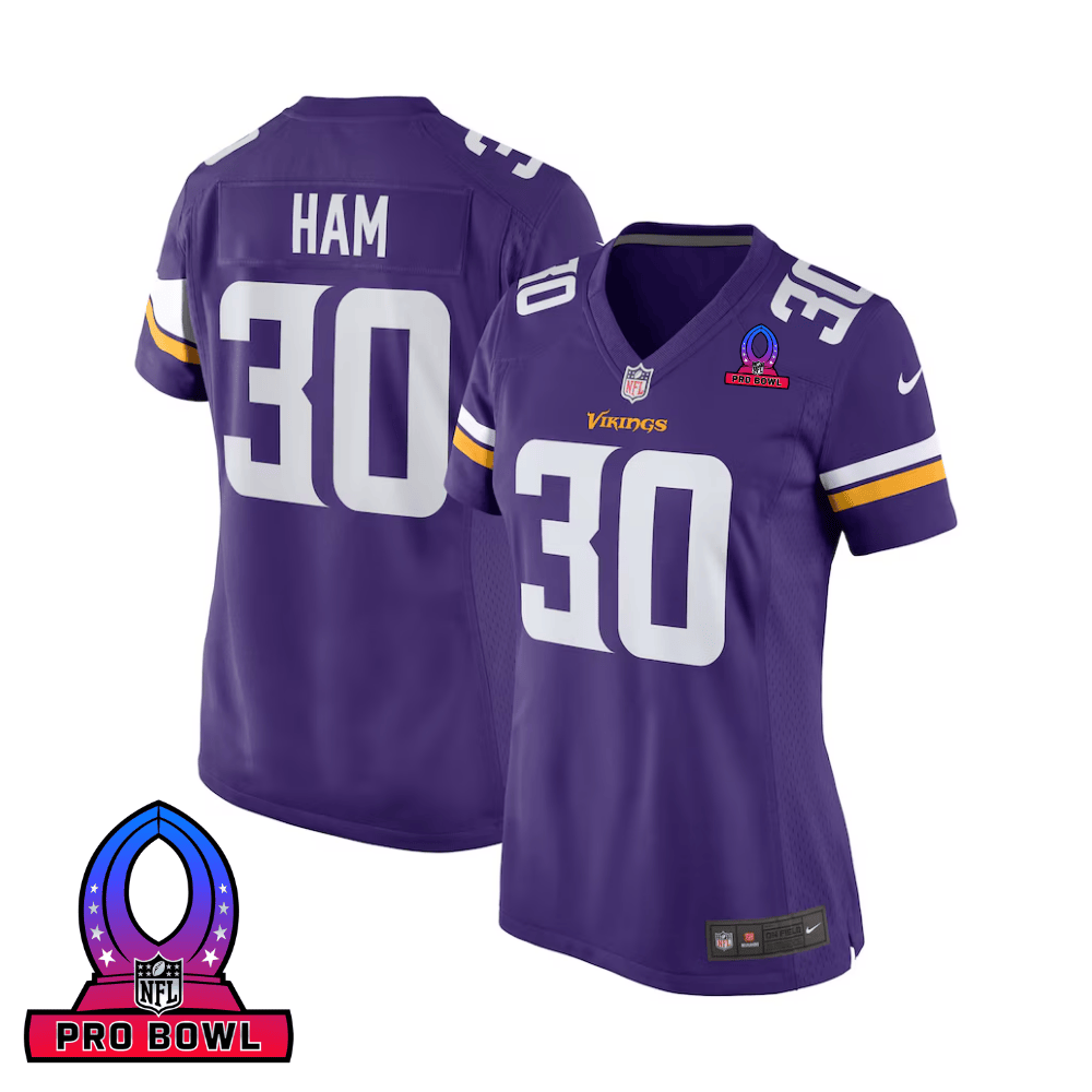 C.J. Ham 30 Minnesota Vikings 2025 Pro Bowl Patch Women Game Jersey - Purple JS3517 Saliibo