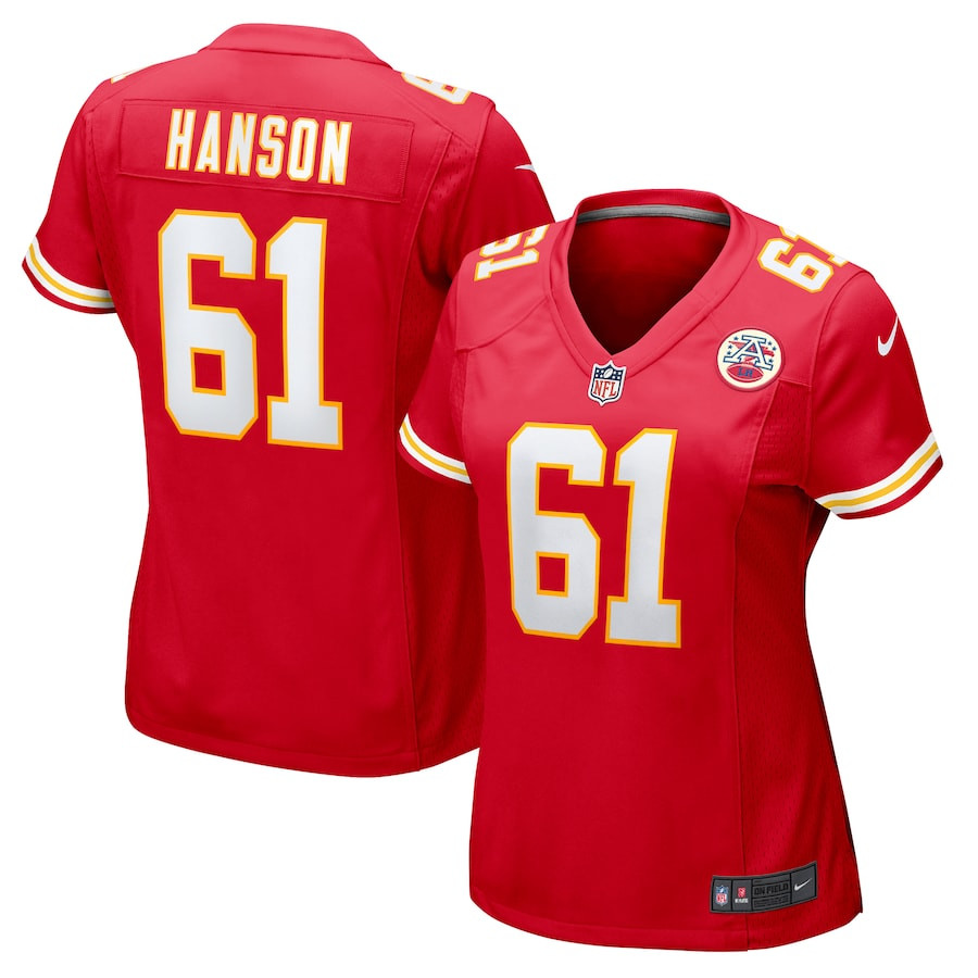 C.J. Hanson 61 Kansas City Chiefs Women's Game Jersey - Red JS9357 Saliibo