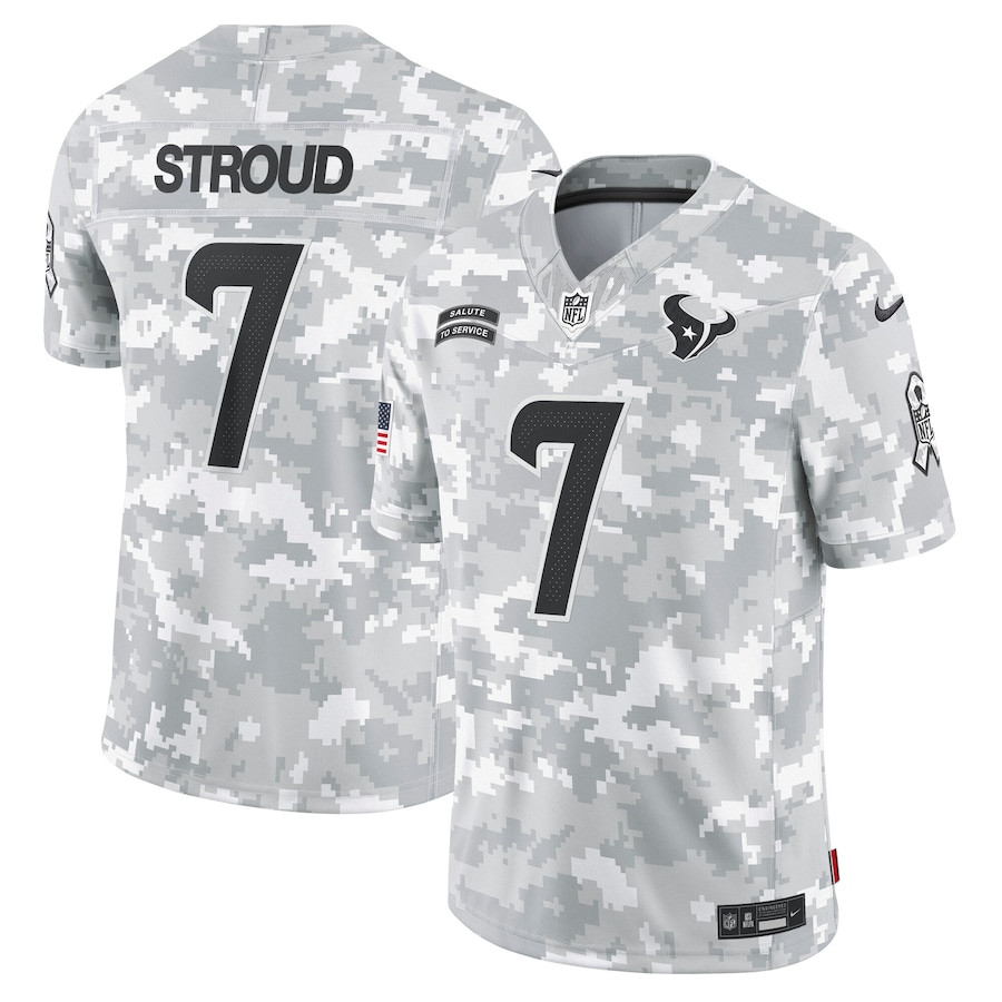 C.J. Stroud 7 Houston Texans 2024 Salute to Service Limited Men Jersey - Arctic Camo JS9310 Saliibo