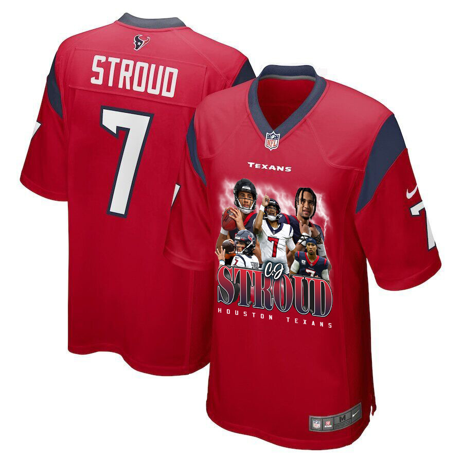 C.J. Stroud 7 Houston Texans The Chosen One Game Men Jersey - Red JS5725 Saliibo