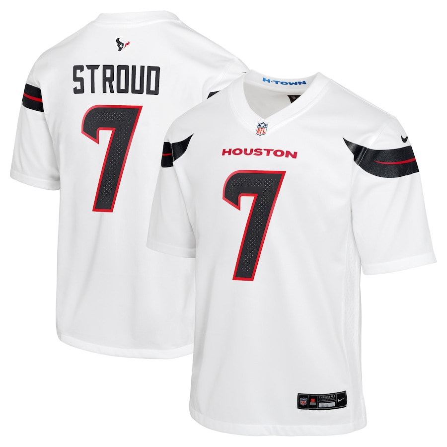 C.J. Stroud 7 Houston Texans Youth Game Jersey - White JS7064 Saliibo