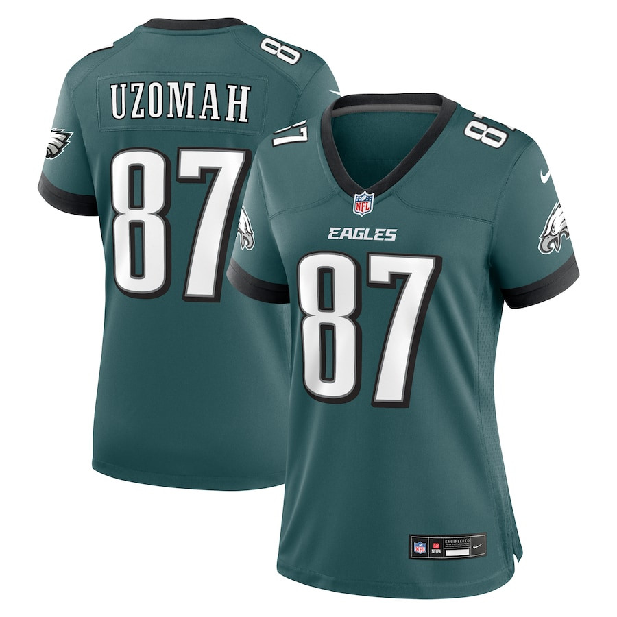 C.J. Uzomah 87 Philadelphia Eagles Women Team Game Jersey - Midnight Green JS7306 Saliibo