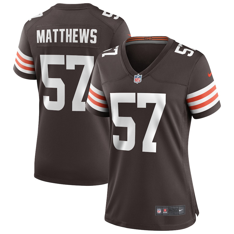 Clay Matthews 57 Cleveland Browns Women Game Retired Jersey - Brown JS1394 Saliibo