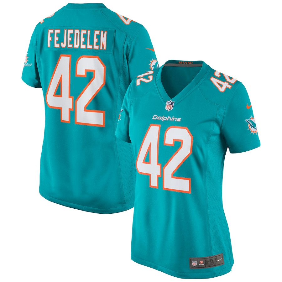 Clayton Fejedelem 42 Miami Dolphins Women Game Jersey - Aqua JS3866 Saliibo