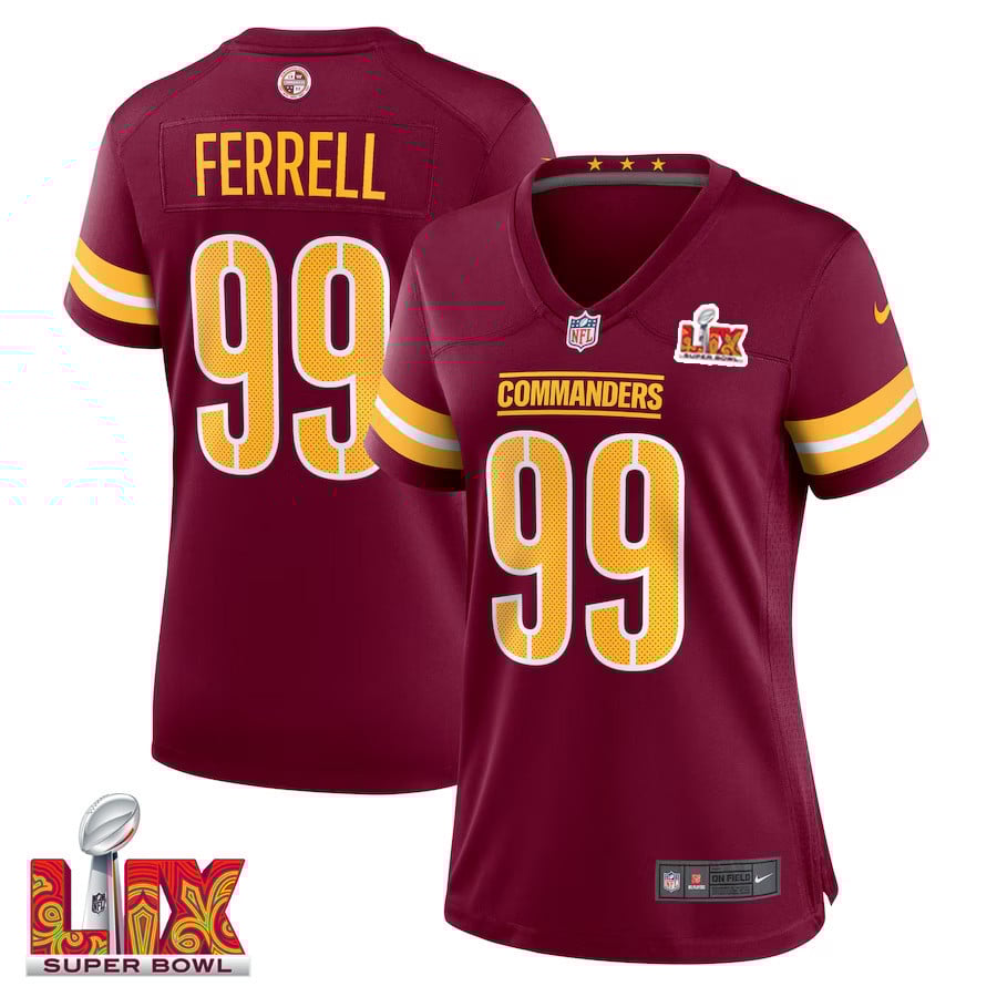 Clelin Ferrell #99 Washington Commanders Super Bowl LIX Women's Jersey - Burgundy JS5445 Saliibo