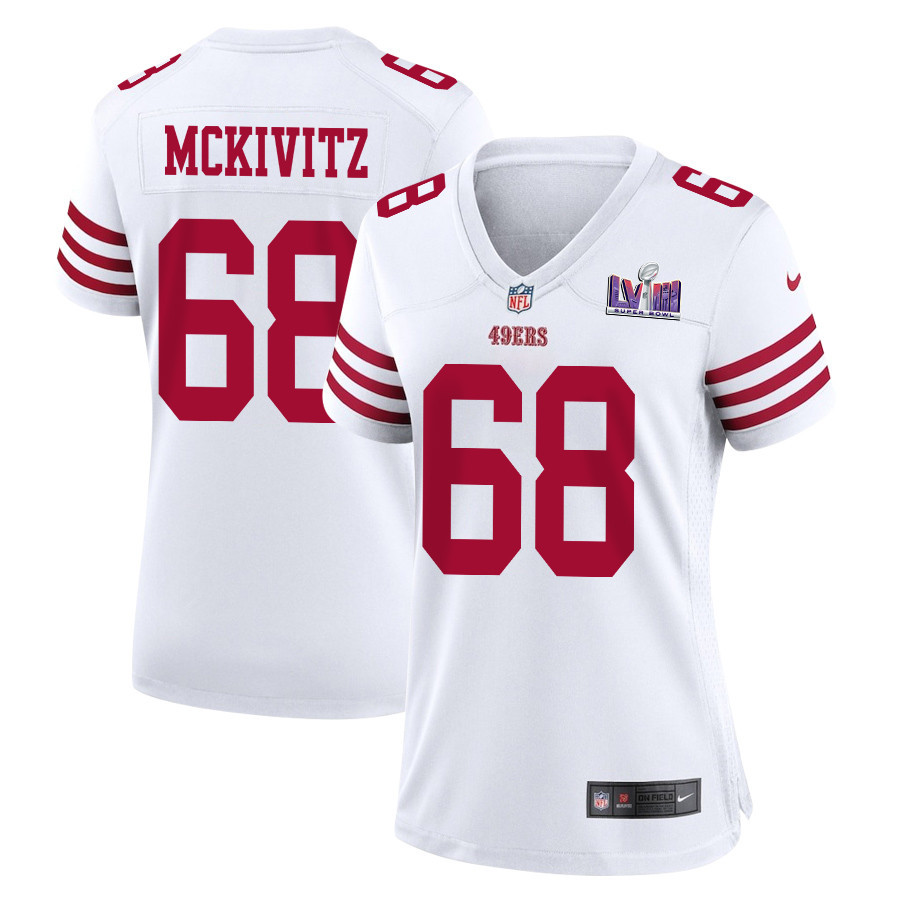 Colton McKivitz 68 San Francisco 49ers Super Bowl LVIII Patch Game Women Jersey - White JS4160 Saliibo