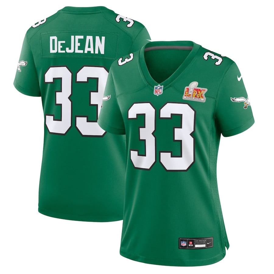 Cooper DeJean 33 Philadelphia Eagles Women's Super Bowl LIX 2nd Alternate Game Jersey - Kelly Green JS9277 Saliibo