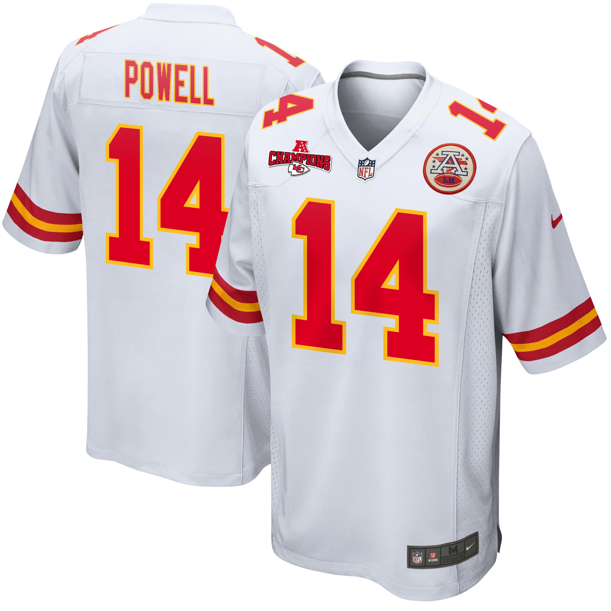 Cornell Powell 14 Kansas City Chiefs AFC Champions Patch Game Men Jersey - White JS1649 Saliibo