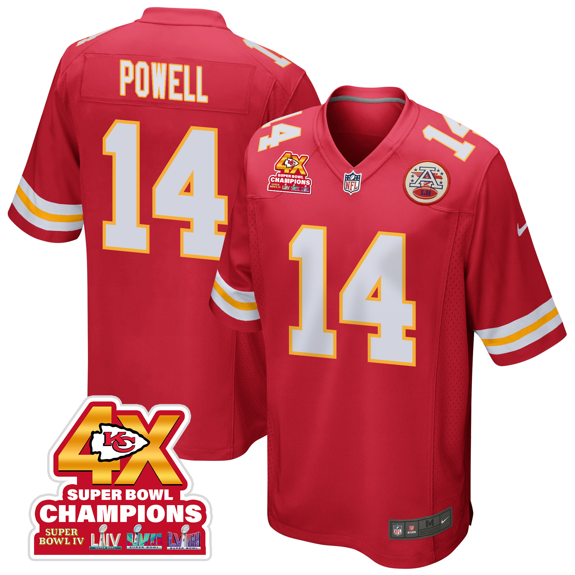 Cornell Powell 14 Kansas City Chiefs Super Bowl LVIII Champions 4X Game Men Jersey - Red JS6238 Saliibo