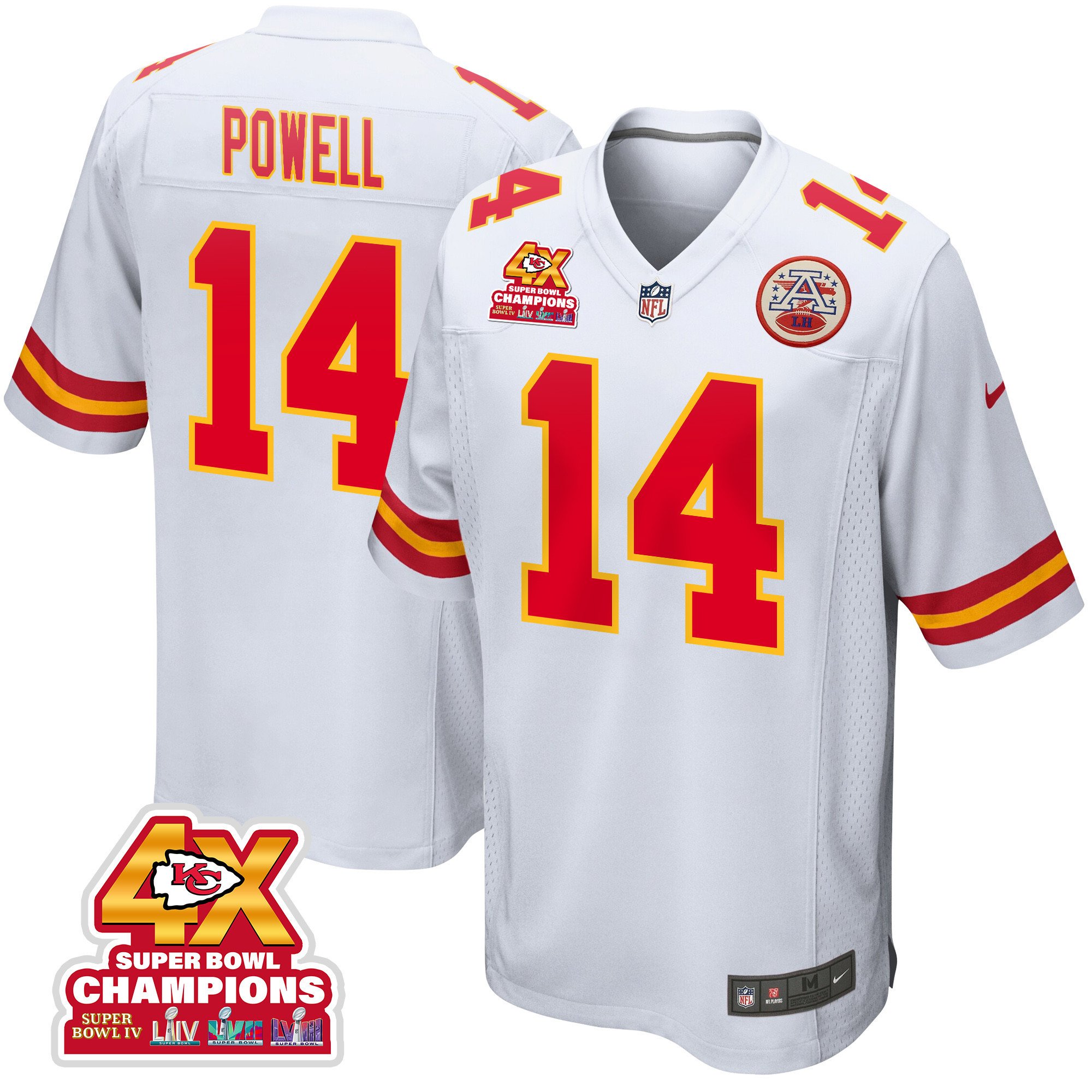 Cornell Powell 14 Kansas City Chiefs Super Bowl LVIII Champions 4X Game Men Jersey - White JS3144 Saliibo