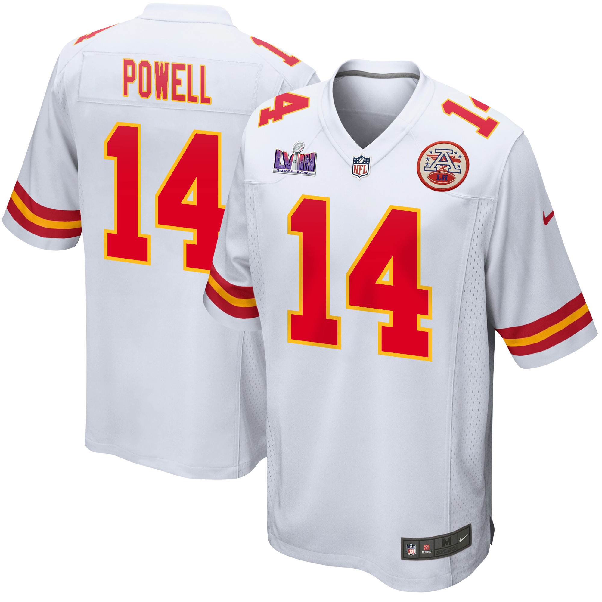 Cornell Powell 14 Kansas City Chiefs Super Bowl LVIII Patch Game Men Jersey - White JS5348 Saliibo