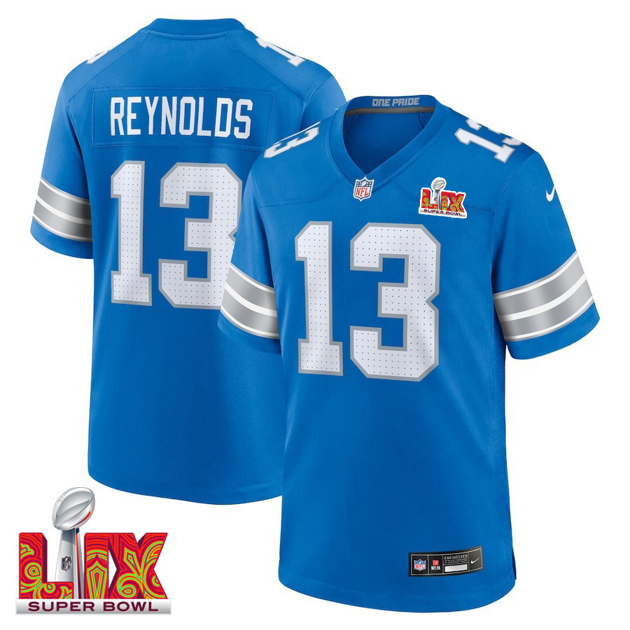 Craig Reynolds #13 Detroit Lions Super Bowl LIX Jersey - Men's - Blue JS4412 Saliibo