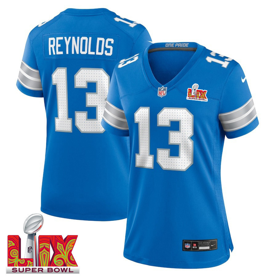 Craig Reynolds #13 Detroit Lions Super Bowl LIX Women's Jersey - Blue JS3195 Saliibo
