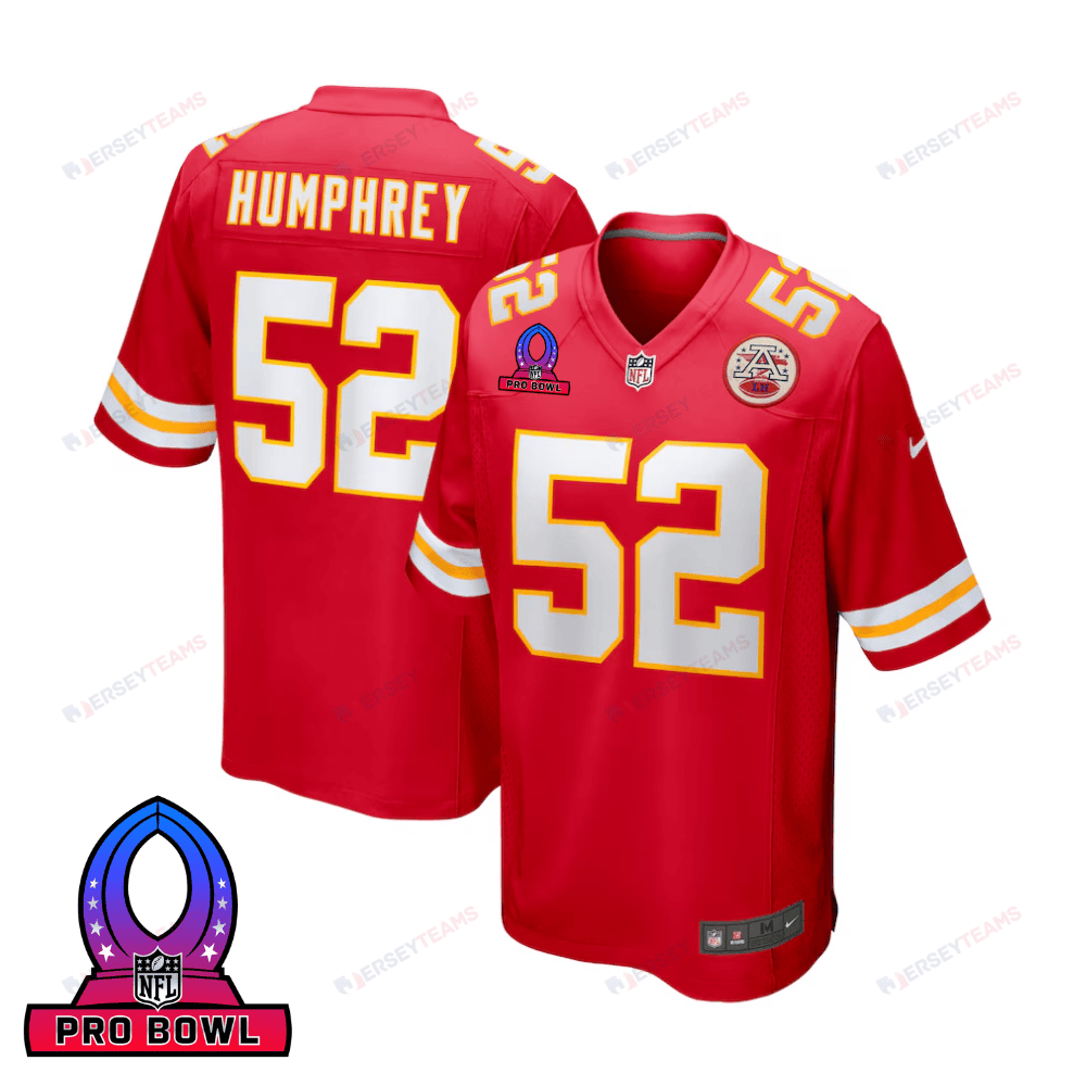 Creed Humphrey 52 Kansas City Chiefs 2025 Pro Bowl Patch Game Men Jersey - Red JS5205 Saliibo