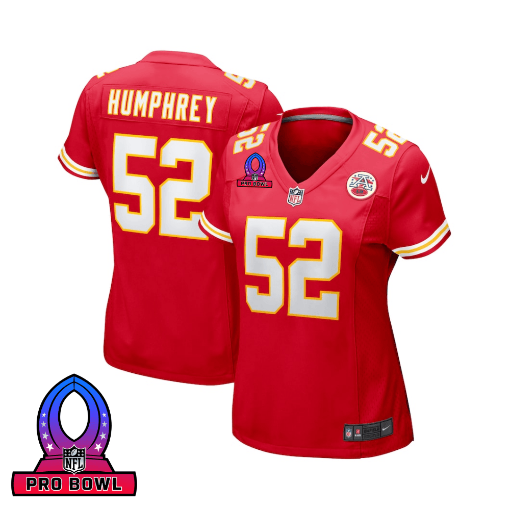 Creed Humphrey 52 Kansas City Chiefs 2025 Pro Bowl Patch Women Game Jersey - Red JS7901 Saliibo