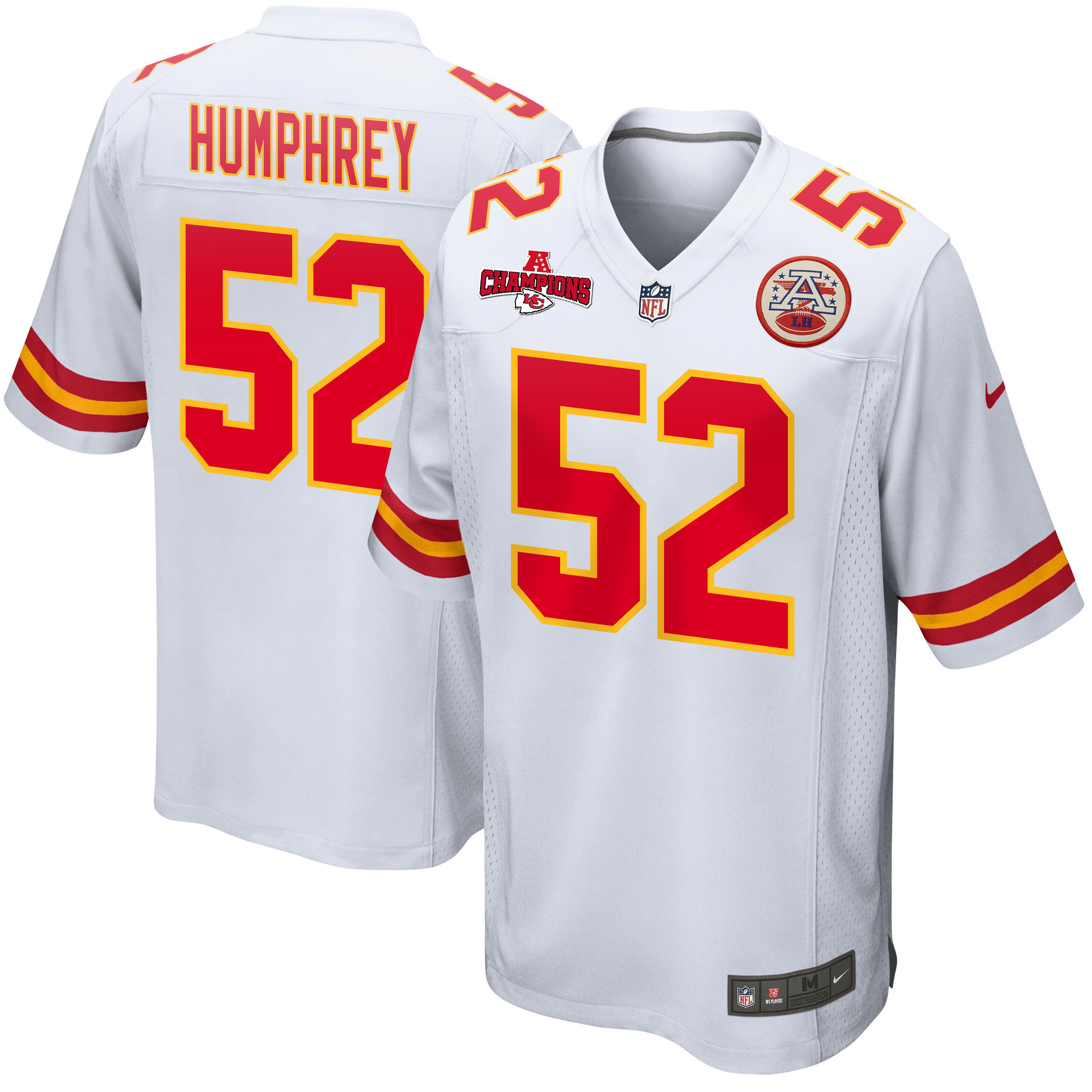 Creed Humphrey 52 Kansas City Chiefs AFC Champions Patch Game Men Jersey - White JS5609 Saliibo