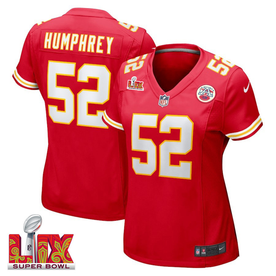 Creed Humphrey #52 Kansas City Chiefs Super Bowl LIX Women's Jersey - Red JS1768 Saliibo