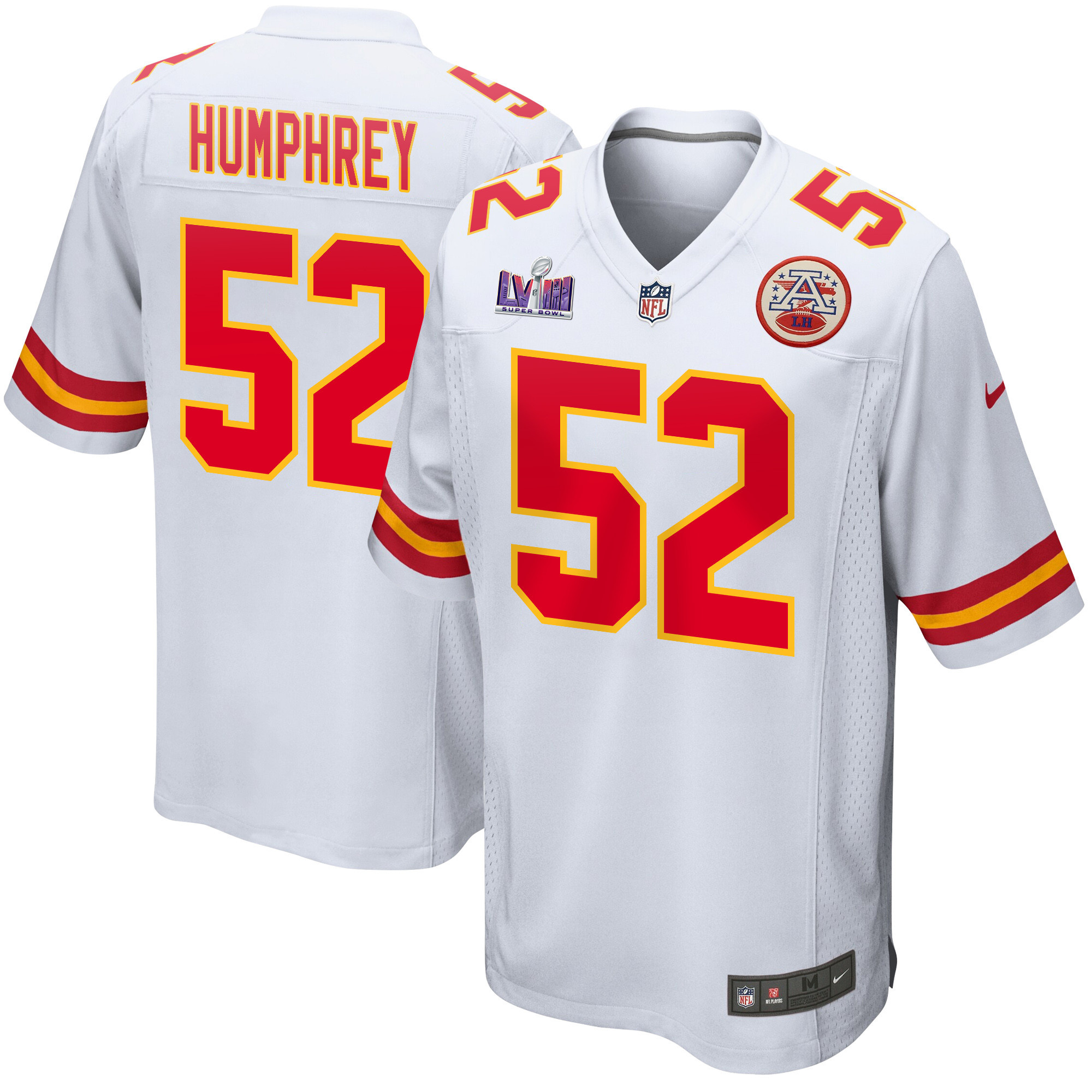 Creed Humphrey 52 Kansas City Chiefs Super Bowl LVIII Patch Game Men Jersey - White JS2226 Saliibo