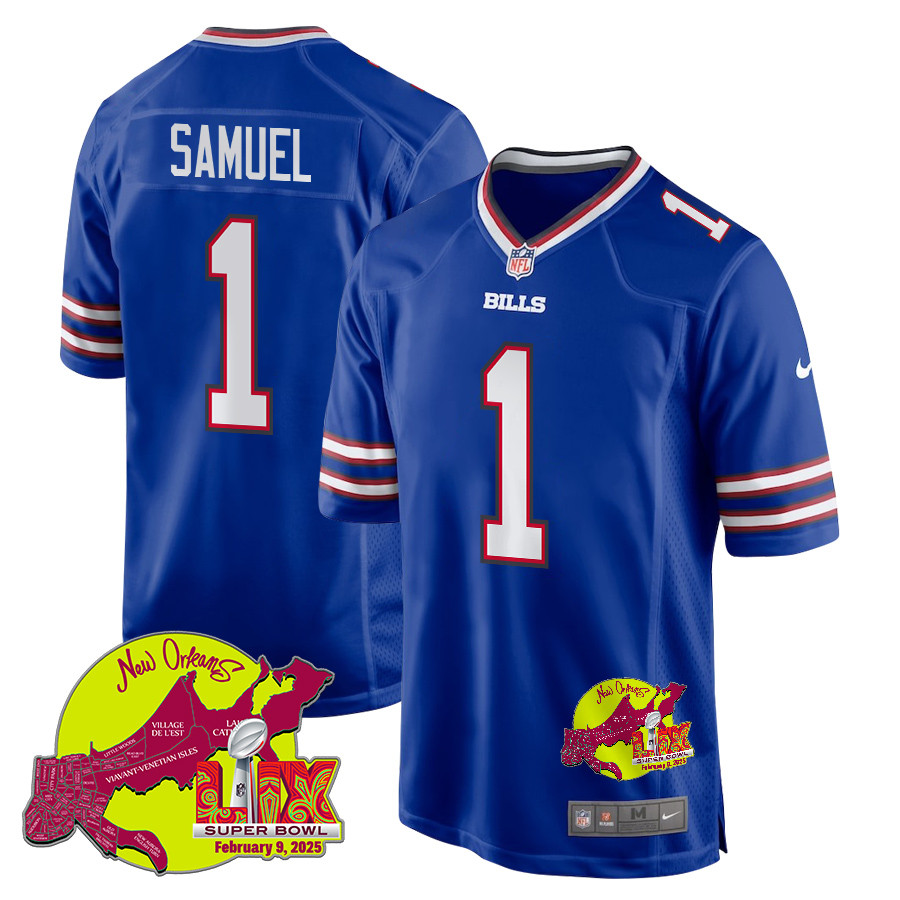 Curtis Samuel 1 Buffalo Bills Super Bowl LIX New Orleans Patch Game Men Jersey - Royal JS8468 Saliibo