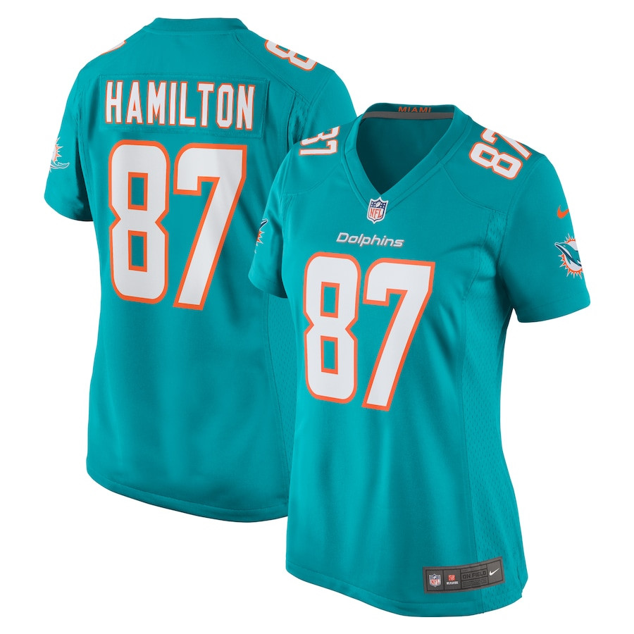 DaeSean Hamilton 87 Miami Dolphins Women Home Game Jersey - Aqua JS5295 Saliibo
