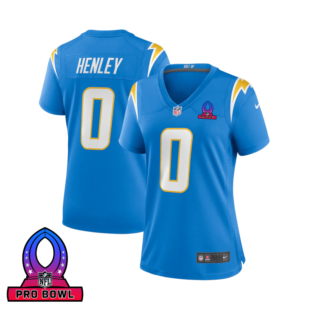 Daiyan Henley 0 Los Angeles Chargers 2025 Pro Bowl Patch Women Game Jersey - Powder Blue JS1681 Saliibo