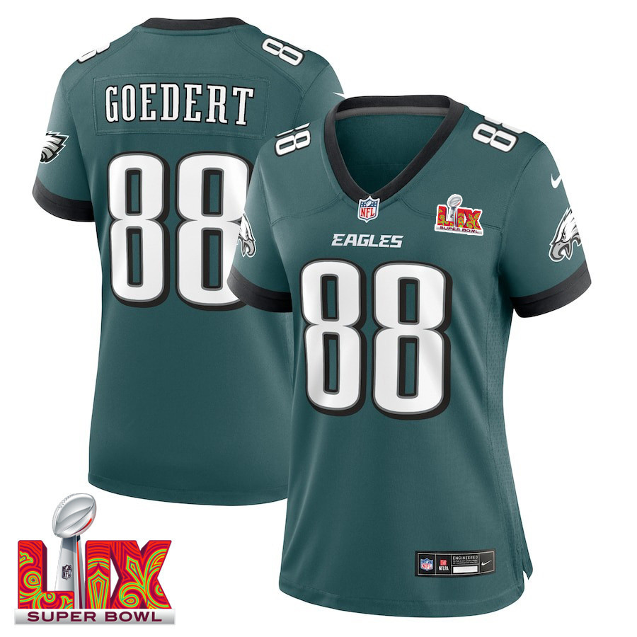 Dallas Goedert #88 Philadelphia Eagles Super Bowl LIX Women's Jersey - Midnight Green JS6886 Saliibo