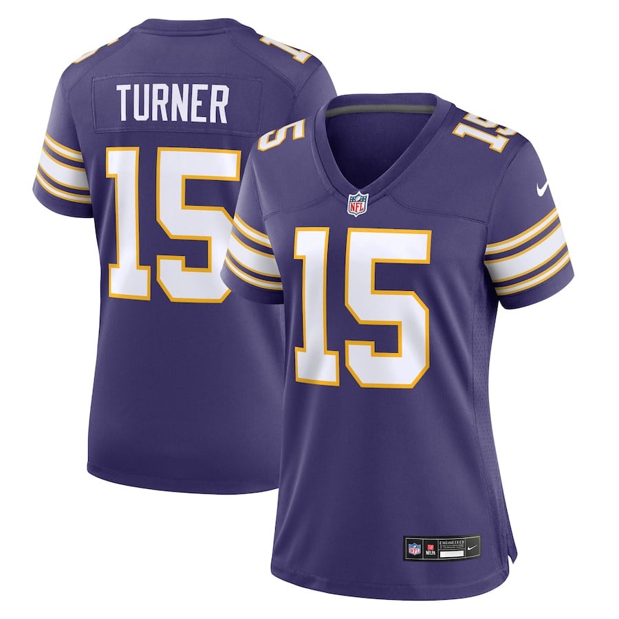 Dallas Turner 15 Minnesota Vikings Women's Alternate Game Jersey - Purple JS5789 Saliibo