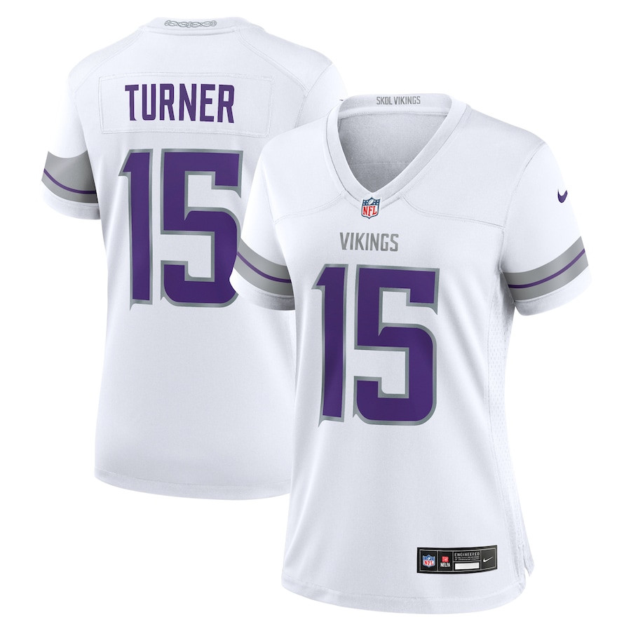 Dallas Turner 15 Minnesota Vikings Women's Alternate Game Jersey - White JS8936 Saliibo