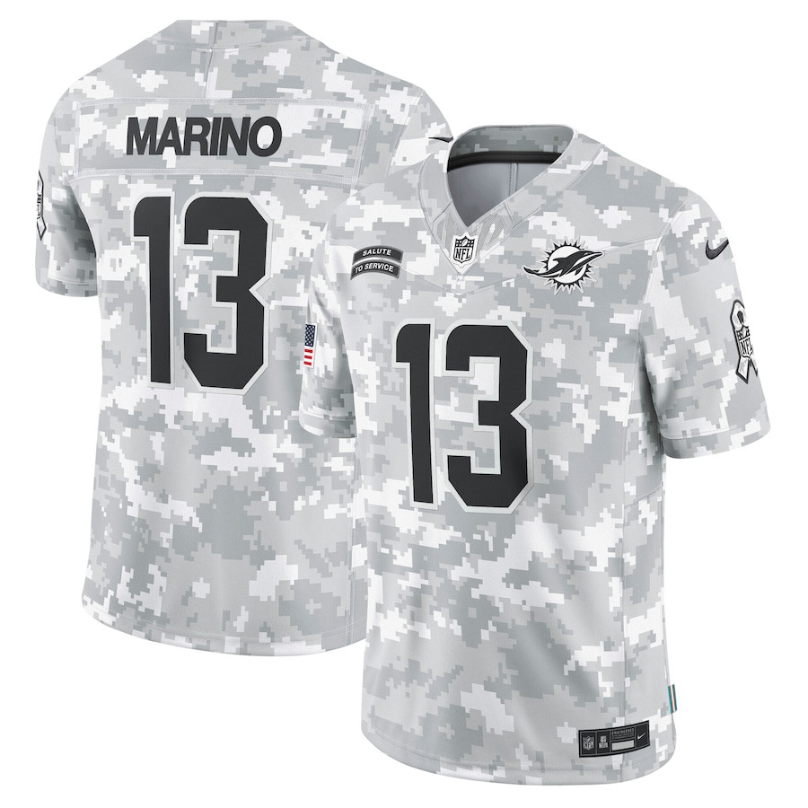 Dan Marino 13 Miami Dolphins 2024 Salute to Service Retired Player Limited Men Jersey - Arctic Camo JS9730 Saliibo