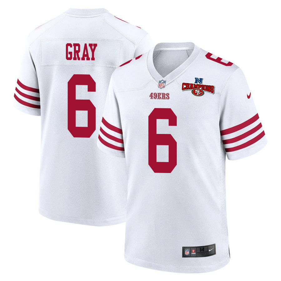 Danny Gray 6 San Francisco 49ers NFC Champions Patch Game Men Jersey - White JS2450 Saliibo