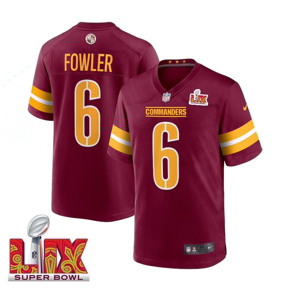 Dante Fowler Jr. #6 Washington Commanders Super Bowl LIX Jersey - Men's - Burgundy JS4750 Saliibo
