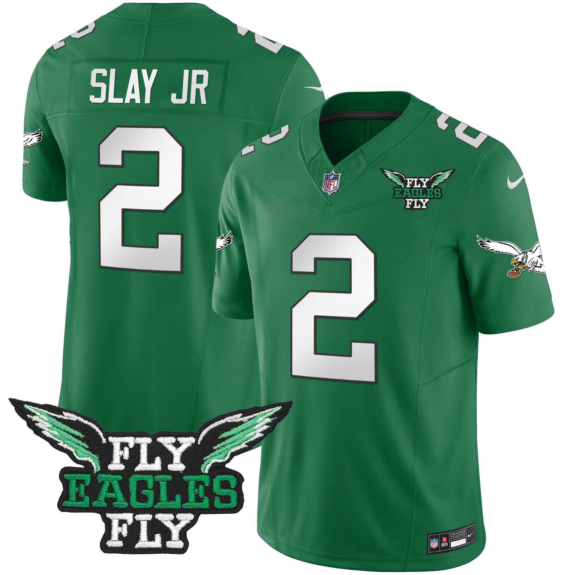 Darius Slay Jr. 2 Philadelphia Eagles Fly Eagles Fly Patch Alternate Game Men Jersey - Kelly Green JS5671 Saliibo
