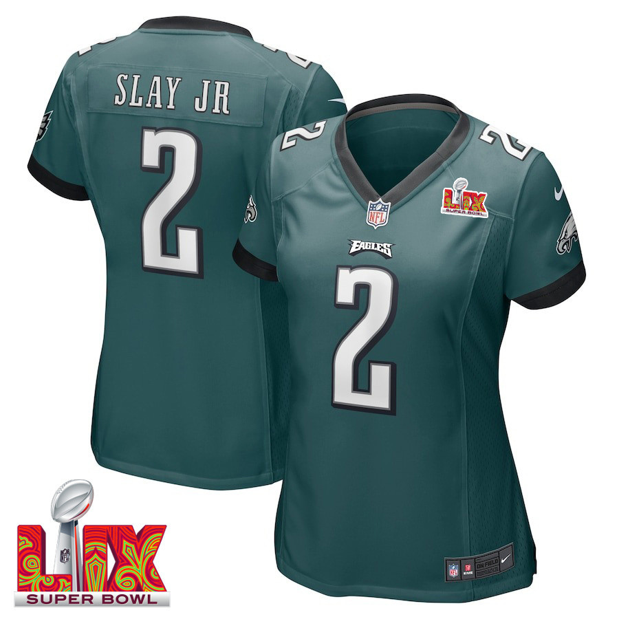 Darius Slay Jr. #2 Philadelphia Eagles Super Bowl LIX Women's Jersey - Midnight Green JS5182 Saliibo