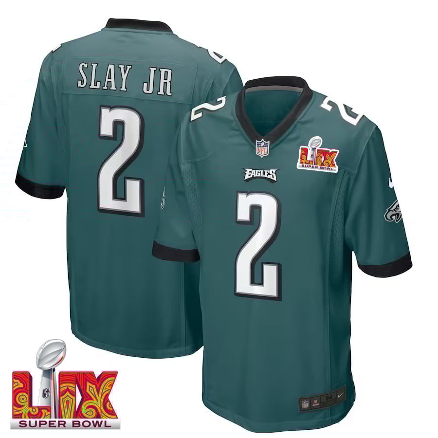 Darius Slay Jr. #2 Philadelphia Eagles Super Bowl LIX YOUTH Jersey - Midnight Green JS2466 Saliibo